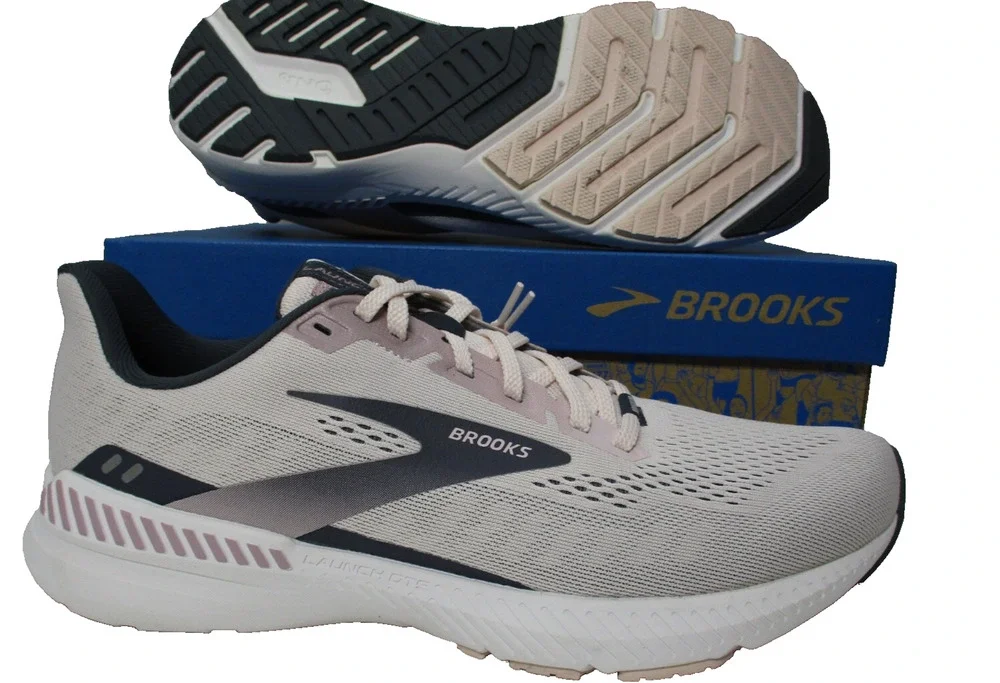 Brooks Womens Launch GTS 8 Gray Pink Primrose Running Shoes Size 11 B